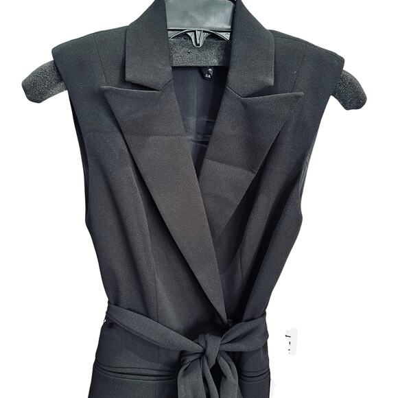 #24b NWT- Jay Godfrey Sleeveless Mini Tuxedo Dress- Belted- Black Sz:0 MSRP$295 - Picture 6 of 9